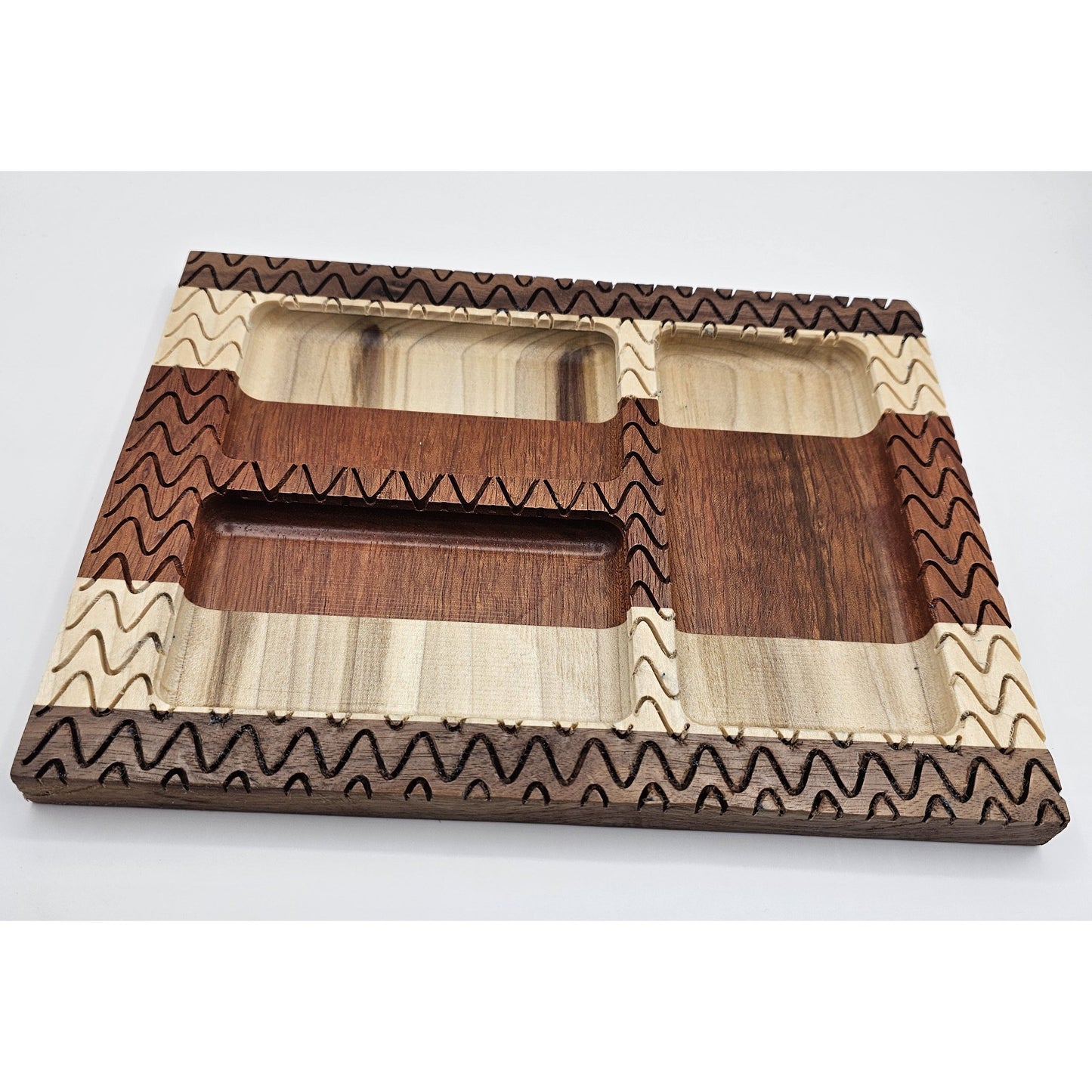 Textured Brazilian Cherry, Poplar & Walnut Catch-All Tray