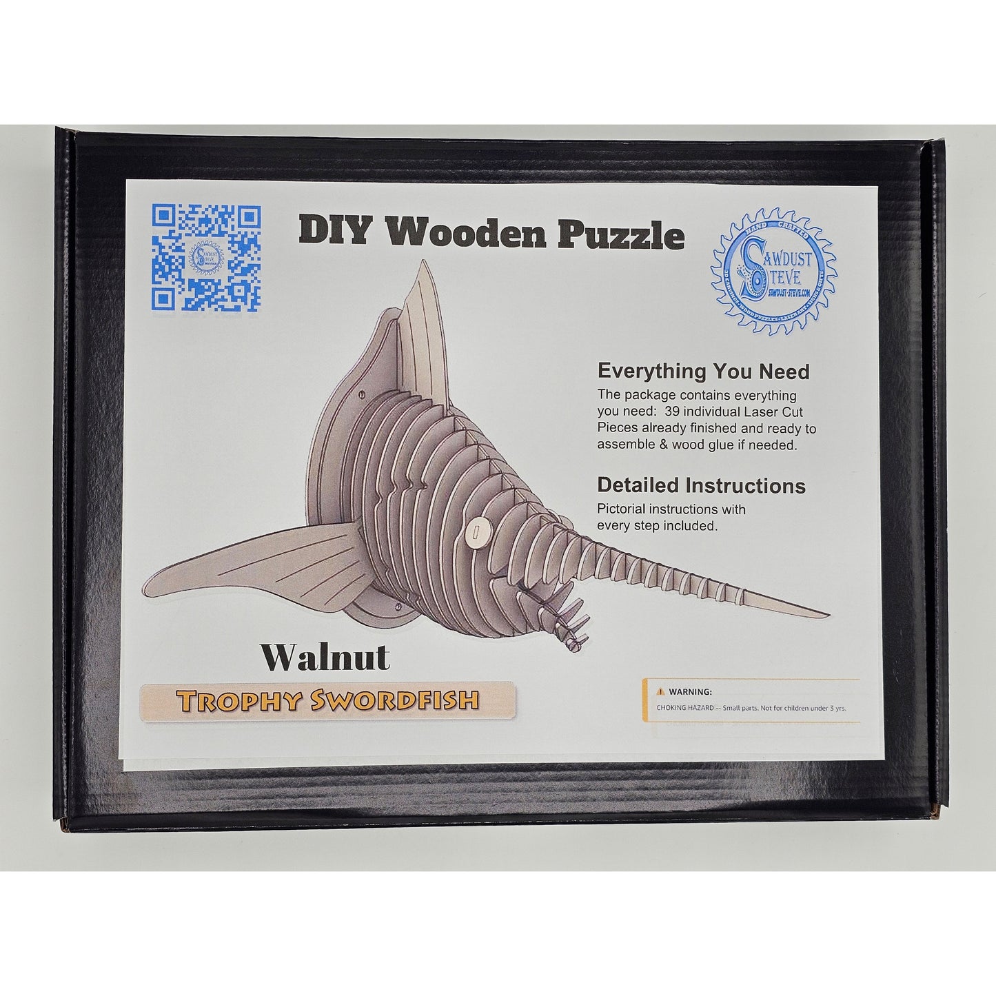 3D DIY Puzzel of Swordfish Head - Walnut