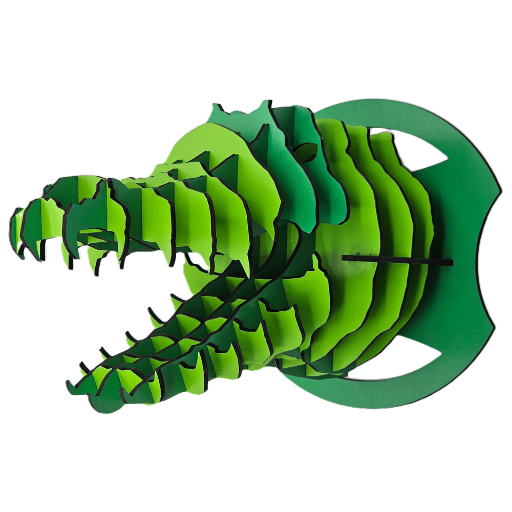 3D DIY Puzzel of Alligator Head - Walnut, Unpainted with Paint Kit or Colored Basswood