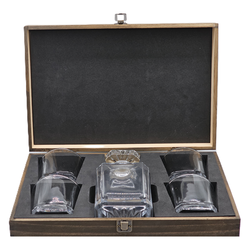 Personalized Whiskey Decanter Set - Square 750ML Decanter & Four Whiskey Rock Glasses