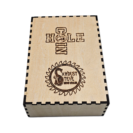 Coin Hole Tabletop Game with Hardwood Box & 4 sets of 8 Game Pieces