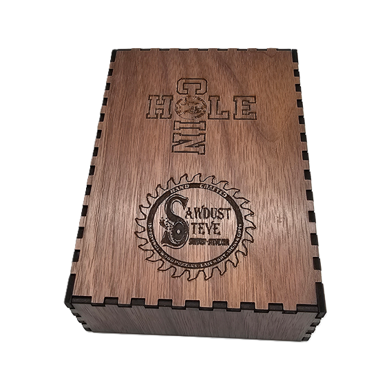 Coin Hole Tabletop Game with Hardwood Box & 4 sets of 8 Game Pieces