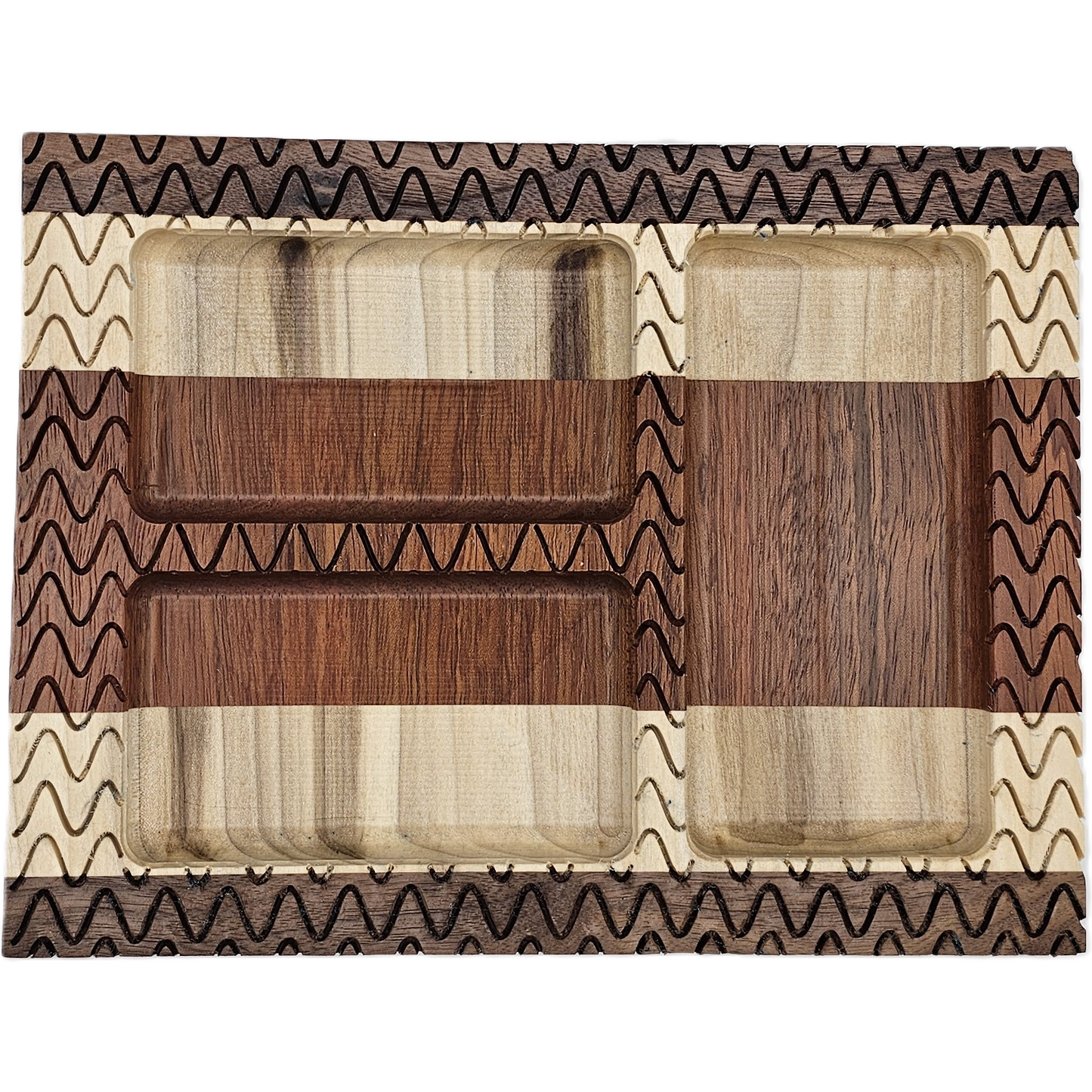 Textured Brazilian Cherry, Poplar & Walnut Catch-All Tray