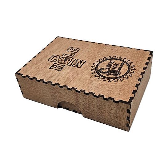 Coin Hole Tabletop Game with Hardwood Box & 4 sets of 8 Game Pieces