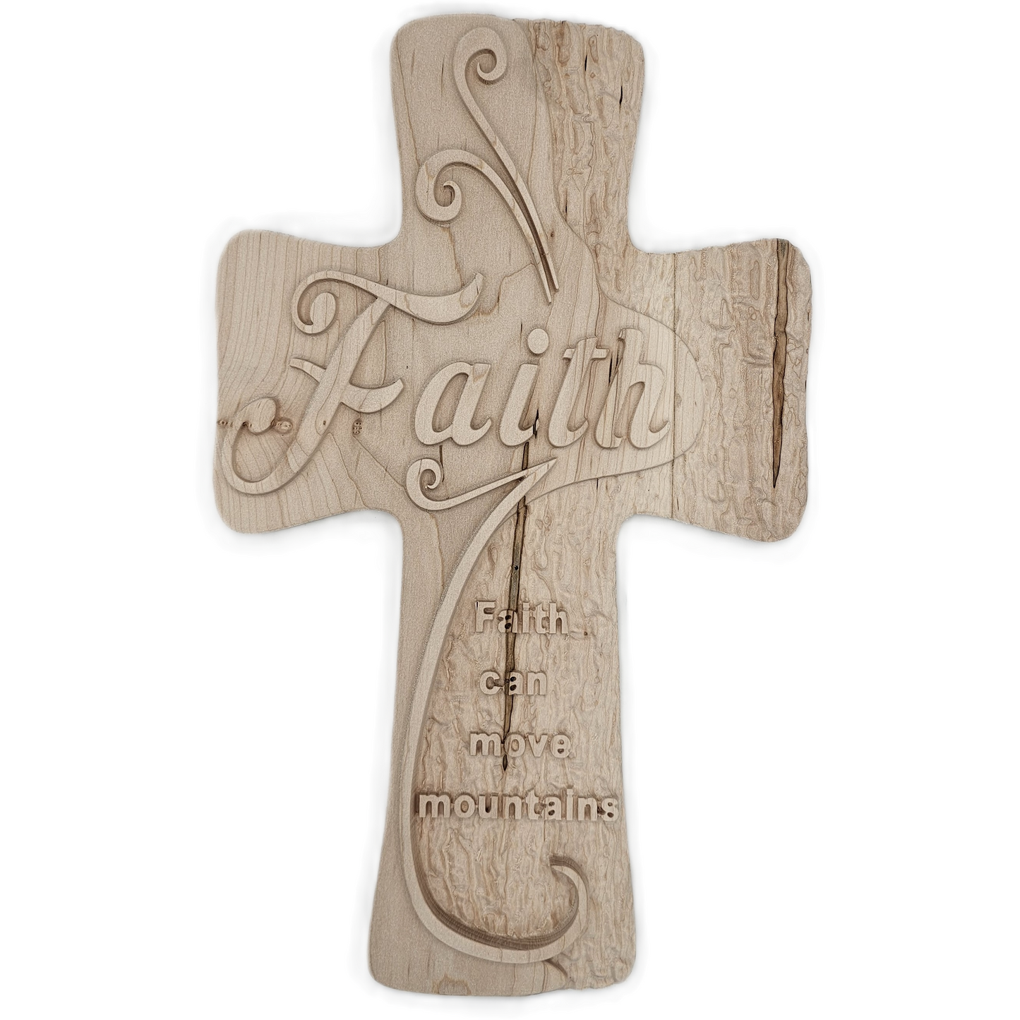 3D Hardwood Carvings of Cross - Faith, Hope & Love