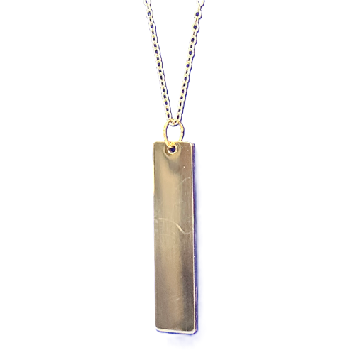 Stainless Steel Rectangular Necklace - Silver, Black, Rose Gold & Gold - Personalized