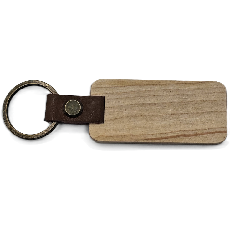 Personalized Leather Wood Keychain