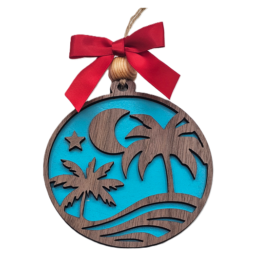4-Inch Walnut Tropical Christmas Tree Ornaments