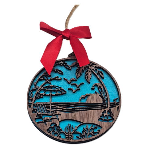 4-Inch Walnut Tropical Christmas Tree Ornaments