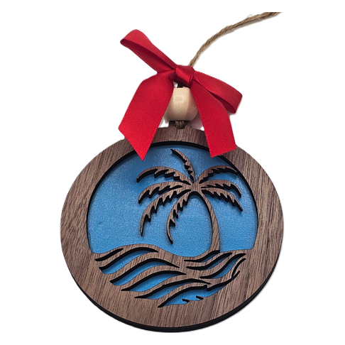 4-Inch Walnut Tropical Christmas Tree Ornaments