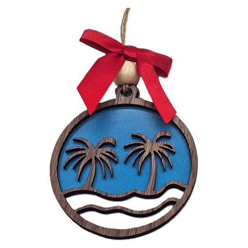 4-Inch Walnut Tropical Christmas Tree Ornaments