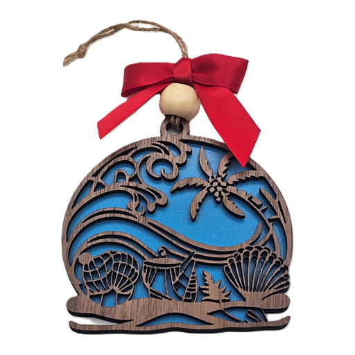 4-Inch Walnut Tropical Christmas Tree Ornaments