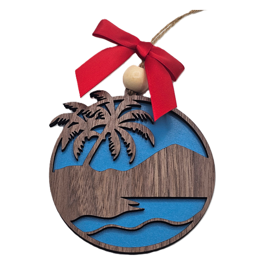 4-Inch Walnut Tropical Christmas Tree Ornaments