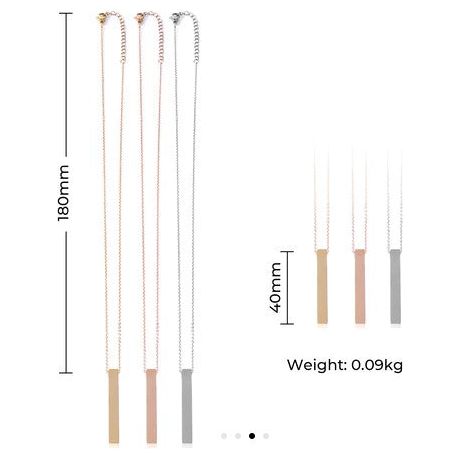 Stainless Steel Vertical Bar Necklace - Personalized