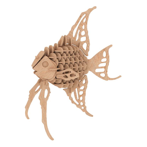 3D DIY Puzzles Angle Fish - Walnut, Unpainted with Paint Kit, Painted Basswood or Acrylic