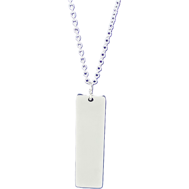 Stainless Steel Rectangular Necklace - Silver, Black, Rose Gold & Gold - Personalized
