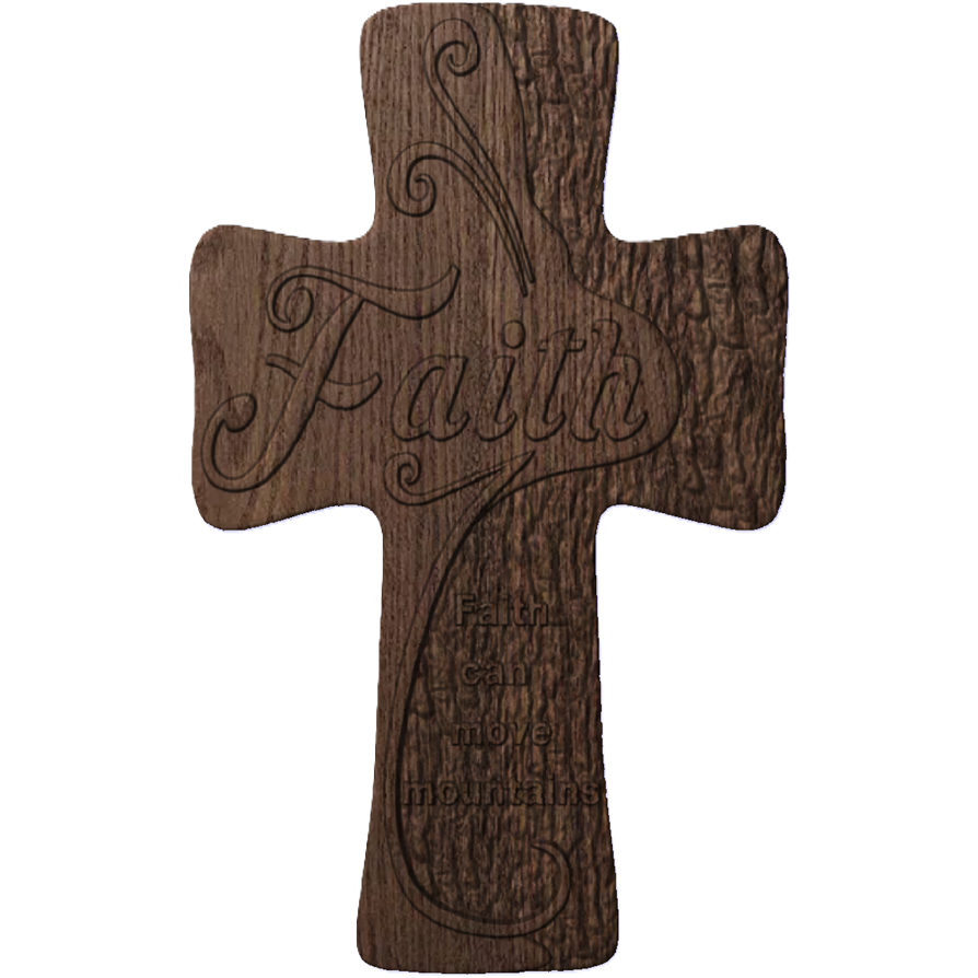 3D Hardwood Carvings of Cross - Faith, Hope & Love