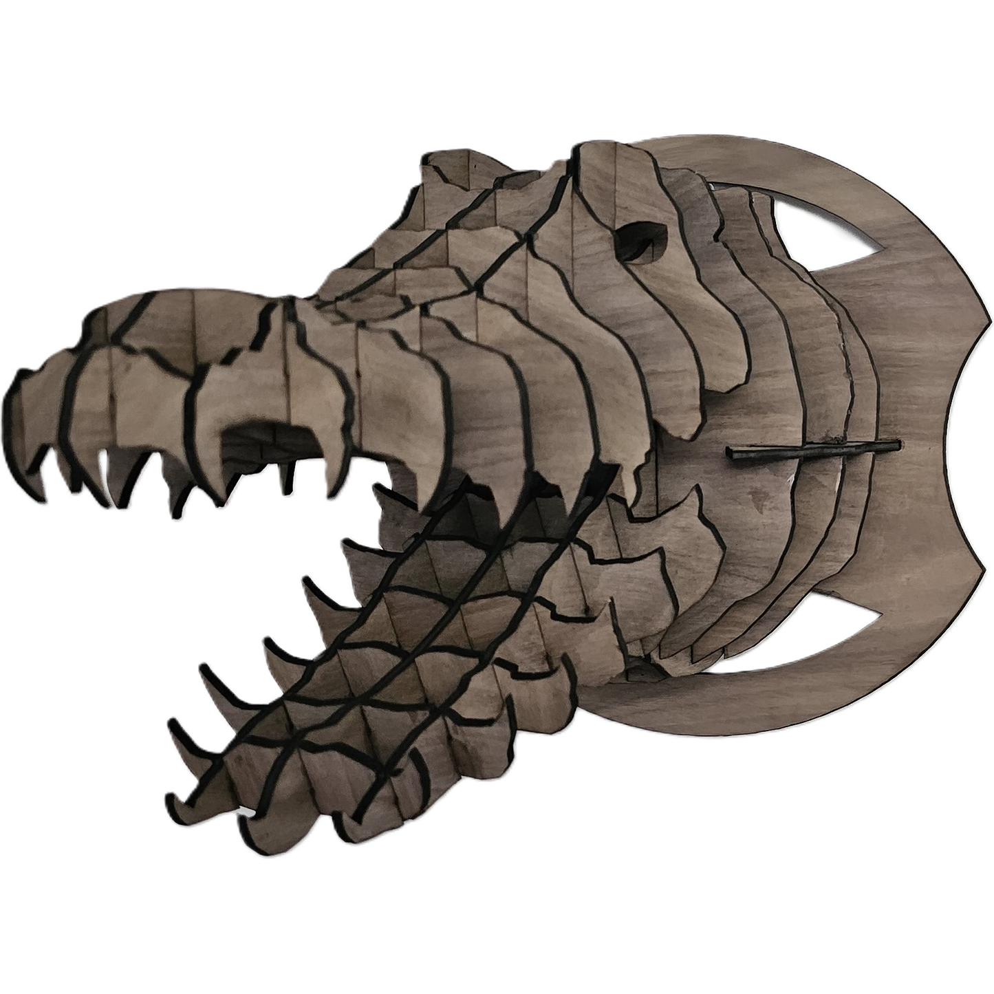3D DIY Puzzel of Alligator Head - Walnut, Unpainted with Paint Kit or Colored Basswood