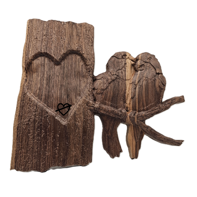 3D Poplar Personalized Love Birds - Painted or Walnut Hardwood