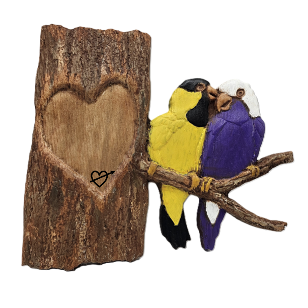 3D Poplar Personalized Love Birds - Painted or Walnut Hardwood