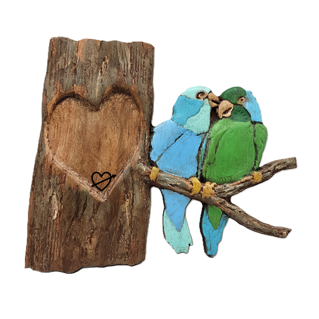 3D Poplar Personalized Love Birds - Painted or Walnut Hardwood
