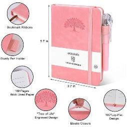 JASLEKO Leather Pocket Notebook Journal with Pen