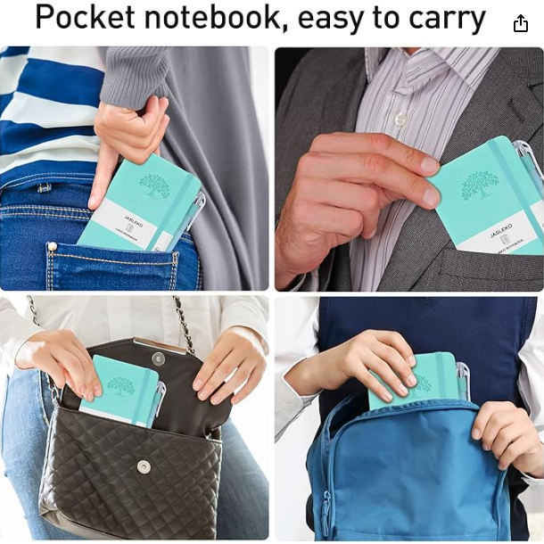 JASLEKO Leather Pocket Notebook Journal with Pen