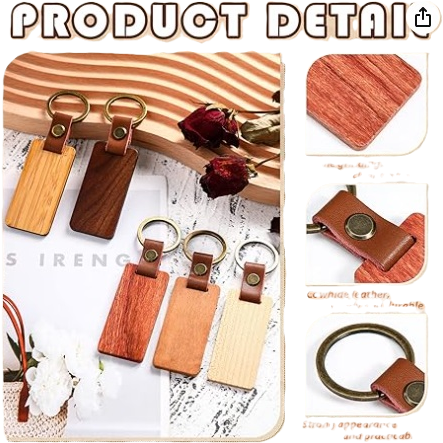 Personalized Leather Wood Keychain